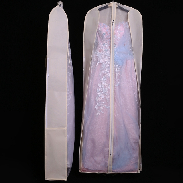 Pokrowiec ochronny na suknię ślubną 180cm, składany, oddychający, z torbą na odzież, przechowywanie na wieszaku - Wianko - 7