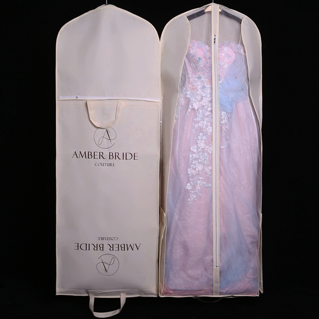 Pokrowiec ochronny na suknię ślubną 180cm, składany, oddychający, z torbą na odzież, przechowywanie na wieszaku - Wianko - 5