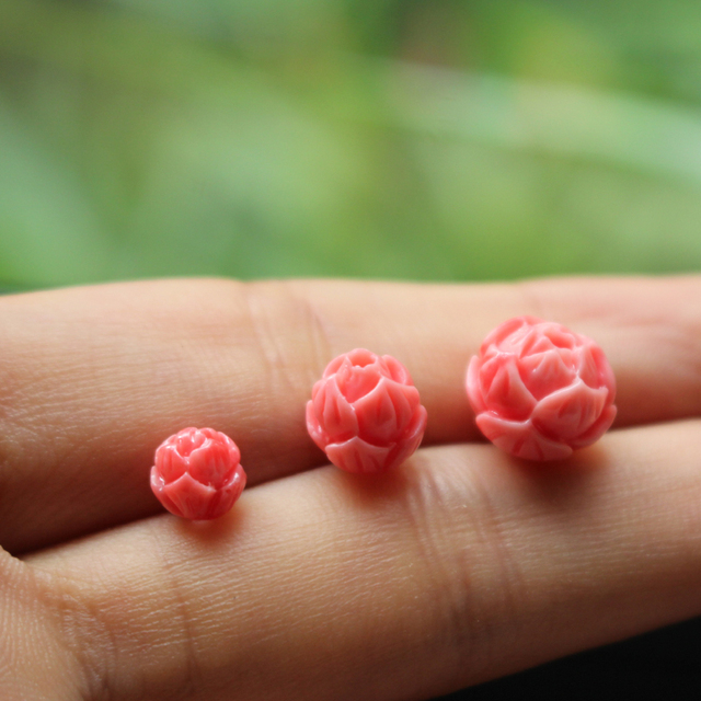 Koraliki lotosu z koralu w kolorze różowym i białym, 6mm, 8mm, 10mm, 12mm - 10 sztuk - Wianko - 1
