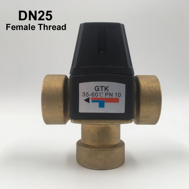 Zawór mieszający termostatyczny 3 Way DN25 z gwintem żeńskim z mosiądzu do solarnego podgrzewacza wody - Zawór termostatyczny 3 Way DN25, wyposażony w gwint żeński, wykonany z mosiądzu, idealny do solarnego podgrzewacza wody - Wianko - 2