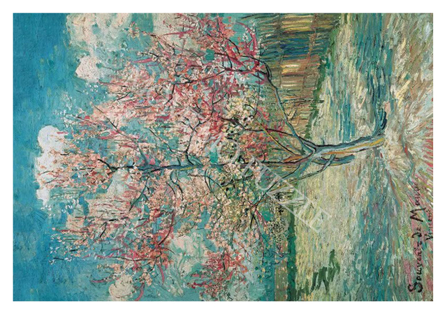 Puzzle drewniane 1000 sztuk - różowa brzoskwinia drzewo w Blossom Van Gogh obrazy - zabawki edukacyjne dla dorosłych i dzieci - Wianko - 3