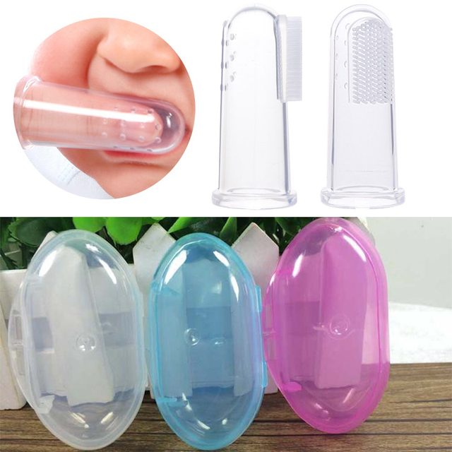 Silikonowa szczoteczka do zębów na palec dla dziecka z pudełkiem - Wianko - 2