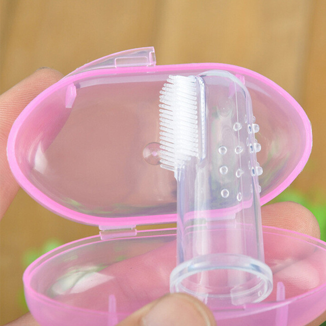 Silikonowa szczoteczka do zębów na palec dla dziecka z pudełkiem - Wianko - 3