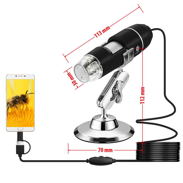 Mikroskop elektroniczny USB 1600X 1080P z kamerą cyfrową stereo, endoskopem USB i 8 diodami LED na metalowym stojaku - Wianko - 3