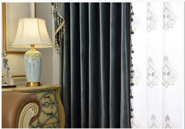 Luksusowe jednokolorowe aksamitne zasłony z tkaniny do salonu i sypialni - Wianko - 21