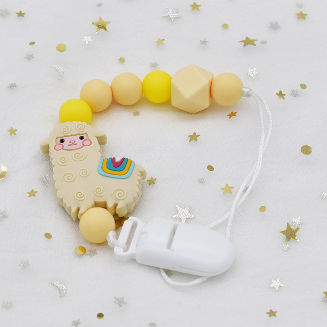 Łańcuszek i etui do smoczków: Kreatywne dziecko trzonowce - gorąca sprzedaż! Silikonowe koraliki, alpaki, smoczek z klipsem - łańcuch i gryzak silikonowy Anti-lost Chain. Prezent dla niemowlęcia - Wianko - 5