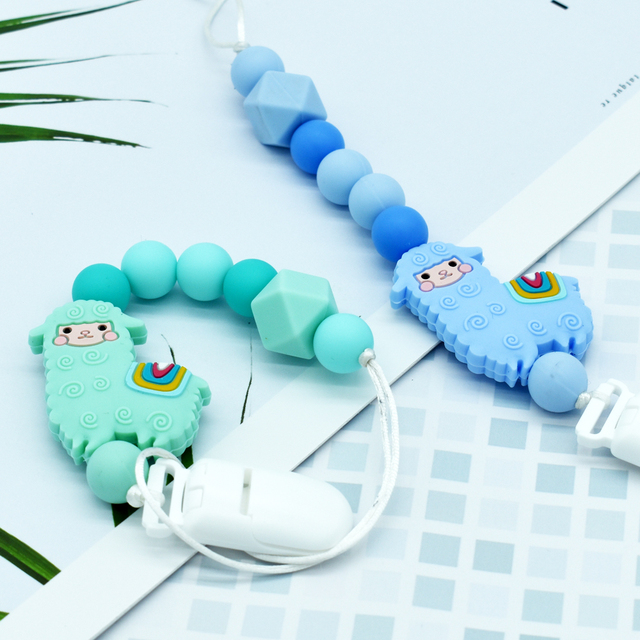 Łańcuszek i etui do smoczków: Kreatywne dziecko trzonowce - gorąca sprzedaż! Silikonowe koraliki, alpaki, smoczek z klipsem - łańcuch i gryzak silikonowy Anti-lost Chain. Prezent dla niemowlęcia - Wianko - 3