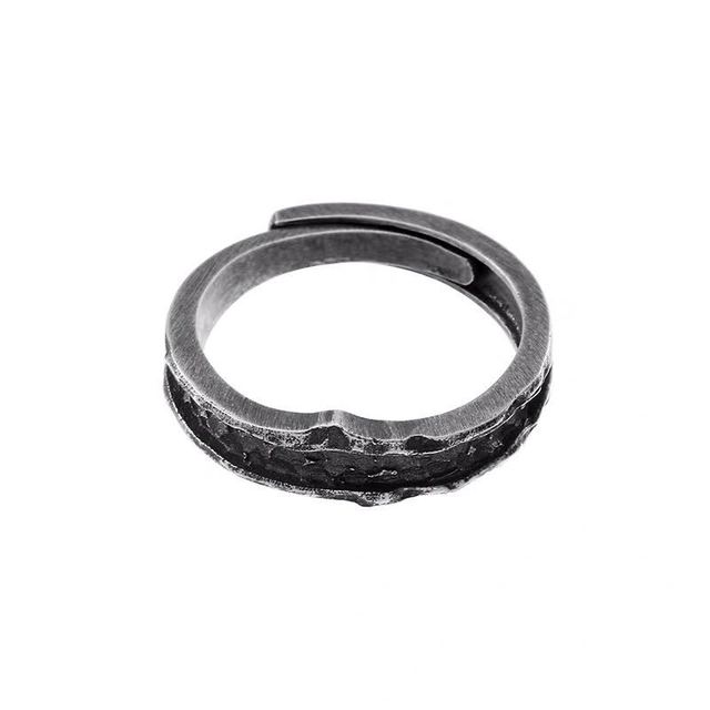 Duży pierścień obietnica w stylu vintage dla pary - 14KT czarne złoto, metalowy, otwarty pierścionek zaręczynowy - Wianko - 4