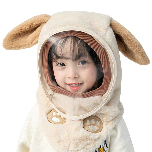 Nowa zimowa czapka dla niemowląt - królik niedźwiedź, pluszowe nauszniki, kapturem, wiatroszczelna - Wianko - 1
