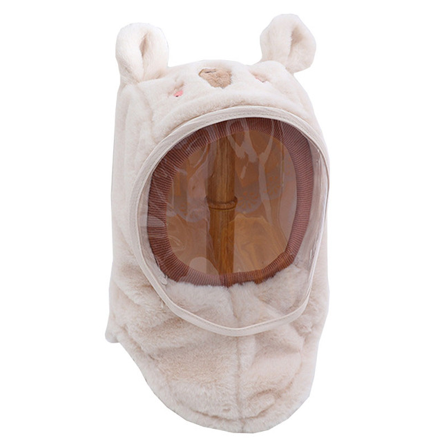 Nowa zimowa czapka dla niemowląt - królik niedźwiedź, pluszowe nauszniki, kapturem, wiatroszczelna - Wianko - 21