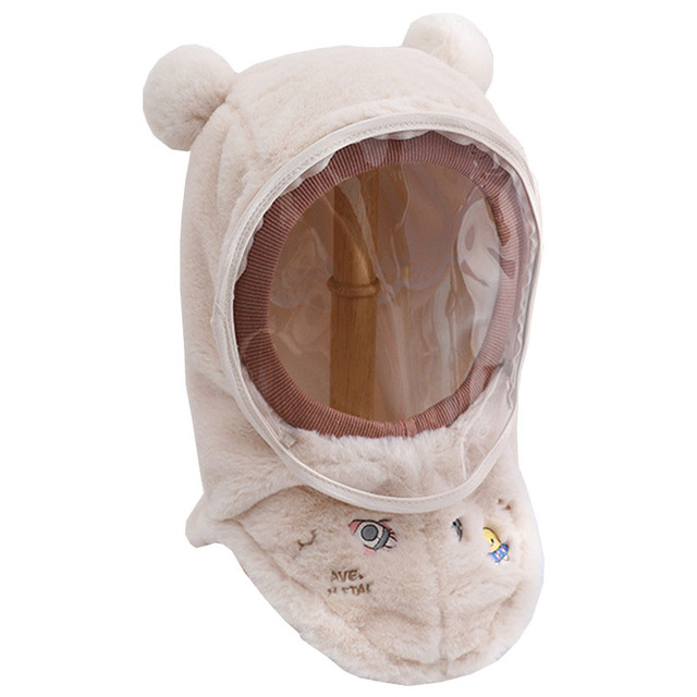 Nowa zimowa czapka dla niemowląt - królik niedźwiedź, pluszowe nauszniki, kapturem, wiatroszczelna - Wianko - 16
