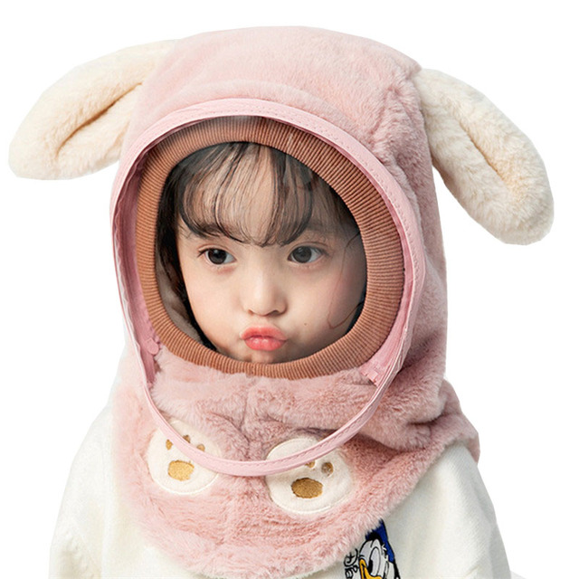 Nowa zimowa czapka dla niemowląt - królik niedźwiedź, pluszowe nauszniki, kapturem, wiatroszczelna - Wianko - 2