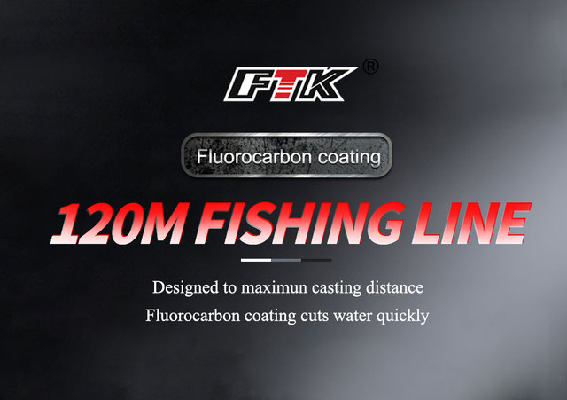 Żyłka wędkarska FTK 120m – Super silna, 3D monofilament, nylonowa powłoka Fluorocarbon, niewidoczna Blonic Spot - Wianko - 1