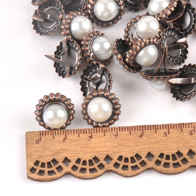 20 okrągłych perłowych pinezek metalowych 15x16mm do scrapbookingu - akcesoria DIY c2583 - Wianko - 4