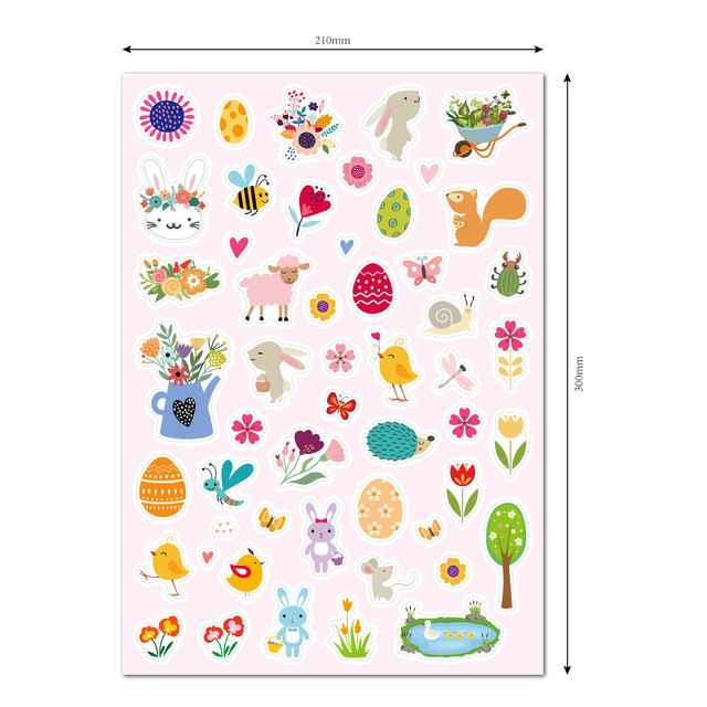 Naklejki dla dzieci na Wielkanoc – 276 sztuk kolorowych jajek, królika, telefonu i innych motywów z kreskówek do pamiętnika i scrapbookingu - Wianko - 2