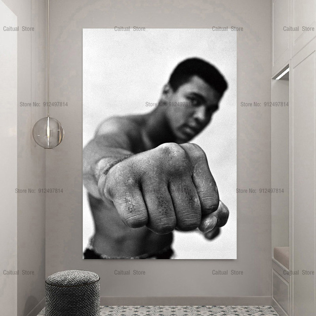 Muhammad Ali Motywacyjny Obraz Plakat na Płótnie HD w Czarno-Białym - Malarstwo i Kaligrafia - Wianko - 5