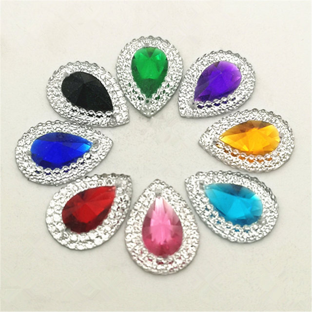 40 sztuk MIX 13mm * 18mm kropla żywiczna Flatback Rhinestone do dekoracji ślubnych - Wianko - 2