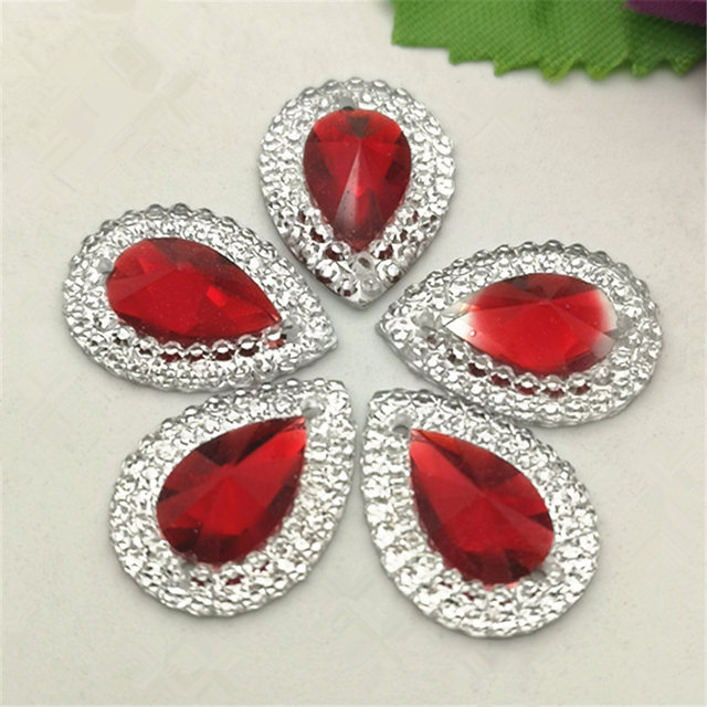 40 sztuk MIX 13mm * 18mm kropla żywiczna Flatback Rhinestone do dekoracji ślubnych - Wianko - 10