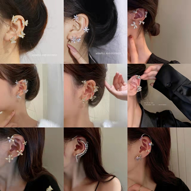 Kolczyki damskie Ear Cuff z cyrkoniami w kształcie gwiazdy, bez przekłuwania ucha - Wianko - 1