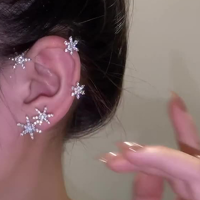 Kolczyki damskie Ear Cuff z cyrkoniami w kształcie gwiazdy, bez przekłuwania ucha - Wianko - 18