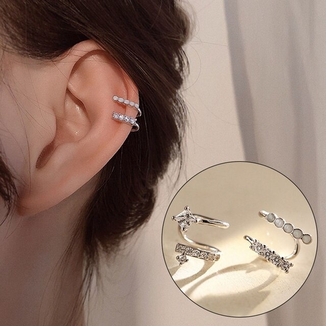 Kolczyki damskie Ear Cuff z cyrkoniami w kształcie gwiazdy, bez przekłuwania ucha - Wianko - 25