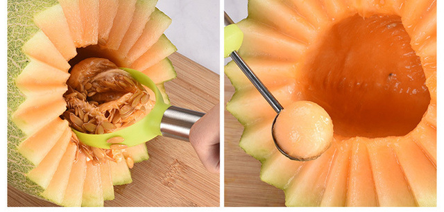 Nóż do rzeźbienia krajalnica do owoców ze stali nierdzewnej w kształcie łyżki do melona - Wianko - 6