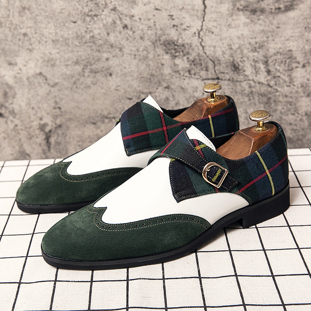 Męskie skórzane buty Oxford kontrastowe kolorowe formalne, wysokiej jakości - Wianko - 8