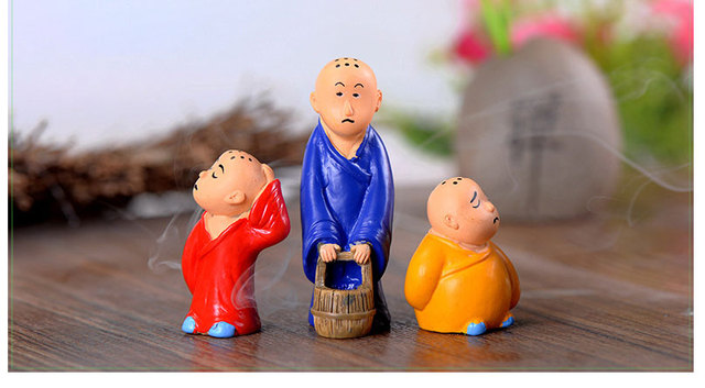 Figurki Buddyjskich Mnichów Bonsai - 3 sztuki, Kawaii, Miniaturowe, Rzemiosła Żywiczne - Akcesoria do Dekoracji Domu - Wianko - 23