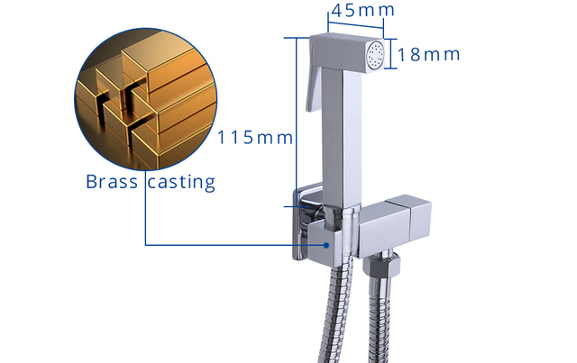 Bateria bidetowa Frap z rączką prysznicową i zestawem prysznicowym, chromowana, mosiężna, do kranu łazienkowego, ścienna - Wianko - 10