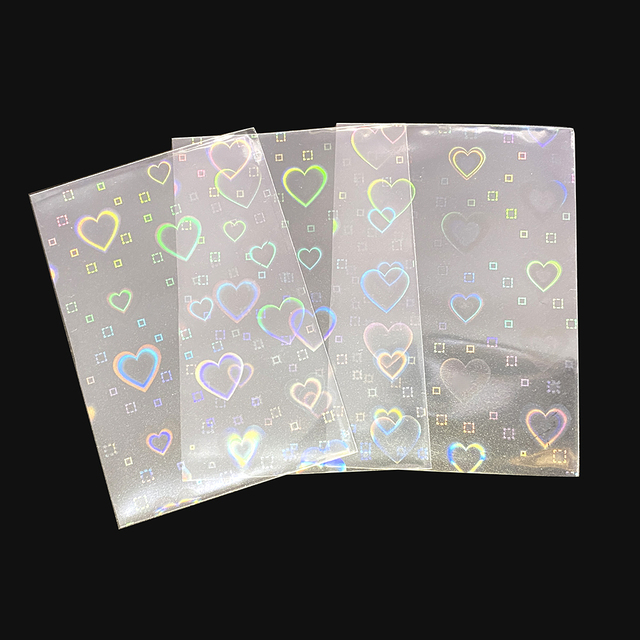 100 sztuk przezroczystych laserowych folii YGO w kształcie serca - jasne rękawy z holograficznym zdjęciem Korea Idol - pokrywa na tarcze kolekcjonerskie karty do gry - Wianko - 4