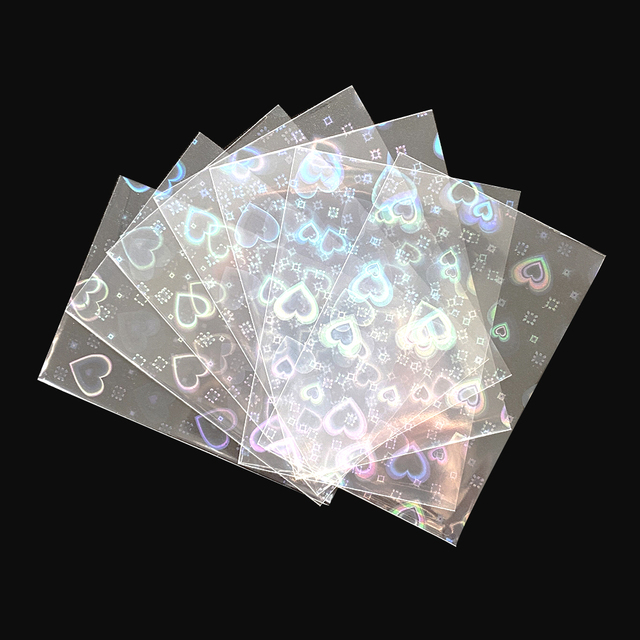 100 sztuk przezroczystych laserowych folii YGO w kształcie serca - jasne rękawy z holograficznym zdjęciem Korea Idol - pokrywa na tarcze kolekcjonerskie karty do gry - Wianko - 5