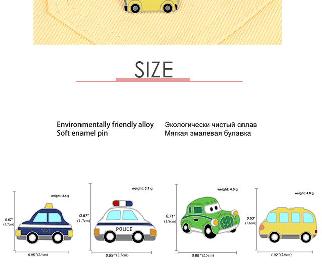 Kreatywna broszka - piękny Cartoon samochód pogotowia autobus Taxi Grab emaliowane broszki Kid tornister kapelusz odznaki dżinsy przypinki na klapę biżuteria - Wianko - 12