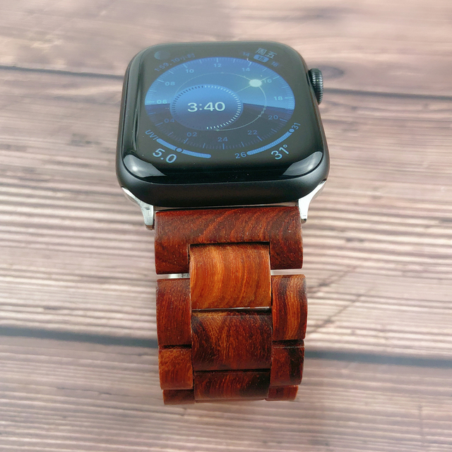 Bransoletka Naturalne drewniane Link dla Apple Watch seria 5/4, 44mm/40mm, zespół dla Apple Watch zespoły 3, 42mm/38mm, męsko-damska correa pas - Wianko - 4