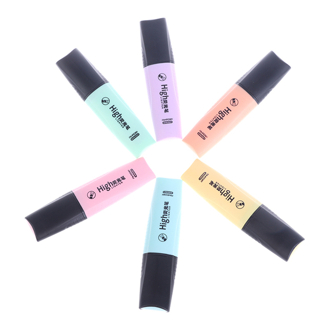 Mini zakreślacze pastelowe markery pisaki - 6 kolorów makaronik z tekstem - Wianko - 15