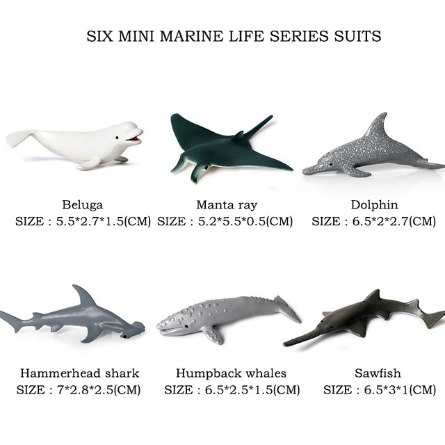 Miniaturowe modele zwierząt morskich: delfin, rekin, promienie wieloryba - zabawki dla dzieci - Wianko - 5