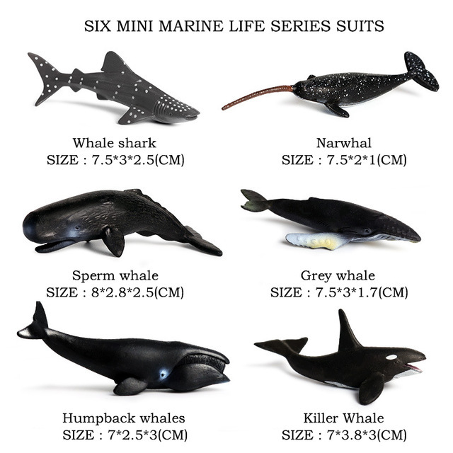 Miniaturowe modele zwierząt morskich: delfin, rekin, promienie wieloryba - zabawki dla dzieci - Wianko - 4