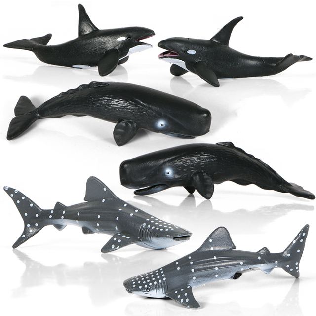 Miniaturowe modele zwierząt morskich: delfin, rekin, promienie wieloryba - zabawki dla dzieci - Wianko - 13
