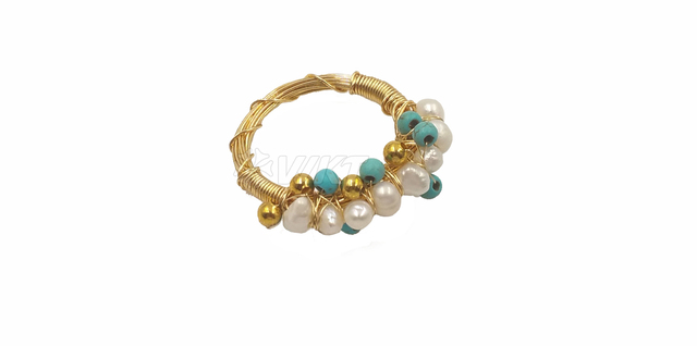 Pierścionek z perłą złoty drut zaręczynowy w stylu czeskim WT-MPR005 - Wianko - 5