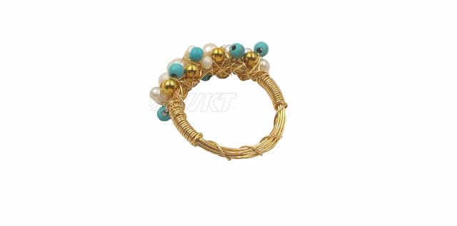 Pierścionek z perłą złoty drut zaręczynowy w stylu czeskim WT-MPR005 - Wianko - 6
