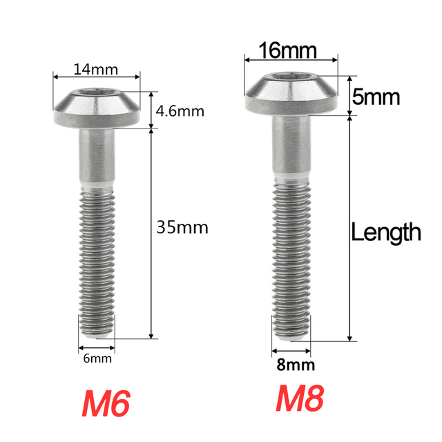 Śruby tytanowe M6x12-35mm, M8x15-40mm do hamulca tarczowego motocykla - 4/6/12 sztuk - Wianko - 1