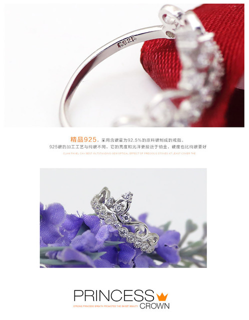 Posrebrzana korona luksusowa pełna cyrkonia - pierścionek vintage z okrągłym kryształem dla kobiet - Wianko - 3
