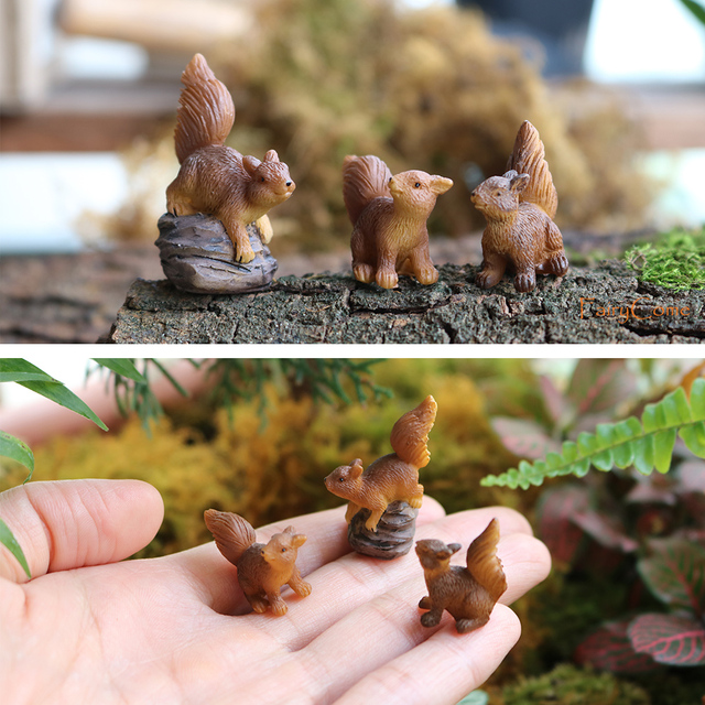 Figurki miniaturowe zwierząt do ogrodu - Mini las gospodarskich zwierząt: wiewiórka, kurczak, królik - Wianko - 11