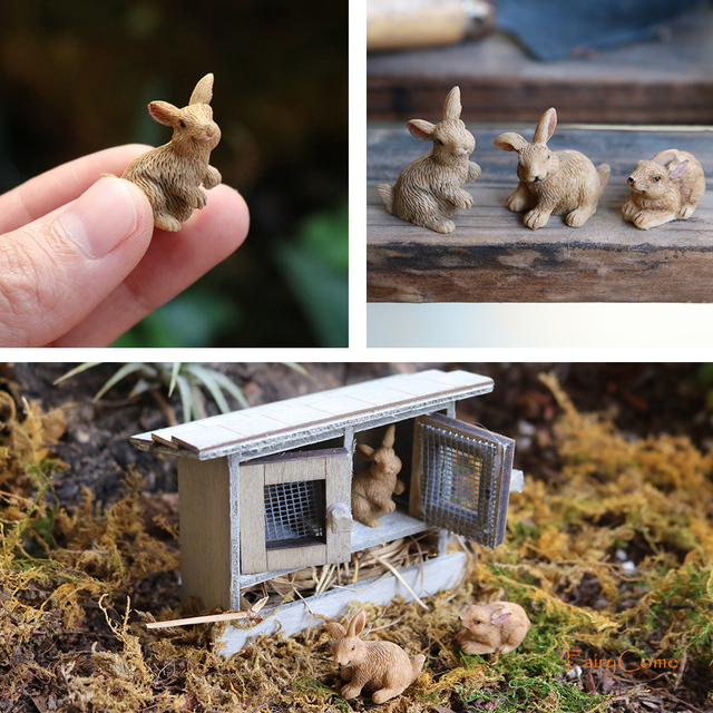 Figurki miniaturowe zwierząt do ogrodu - Mini las gospodarskich zwierząt: wiewiórka, kurczak, królik - Wianko - 14