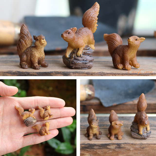 Figurki miniaturowe zwierząt do ogrodu - Mini las gospodarskich zwierząt: wiewiórka, kurczak, królik - Wianko - 12