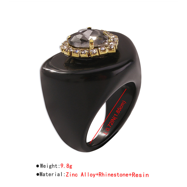 Vintage pierścionek ze złotym sercem zdobionym rhinestonami - biżuteria dla kobiet i dziewcząt, idealna na przyjęcia - Wianko - 1