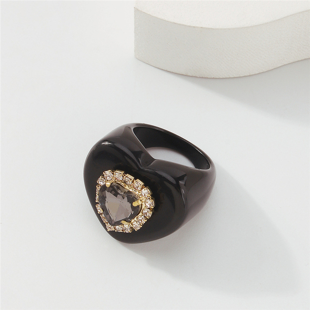 Vintage pierścionek ze złotym sercem zdobionym rhinestonami - biżuteria dla kobiet i dziewcząt, idealna na przyjęcia - Wianko - 6