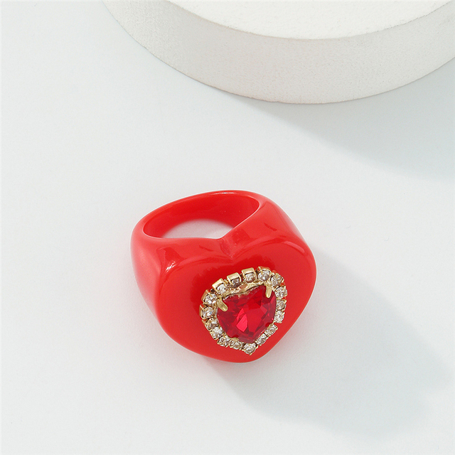 Vintage pierścionek ze złotym sercem zdobionym rhinestonami - biżuteria dla kobiet i dziewcząt, idealna na przyjęcia - Wianko - 10