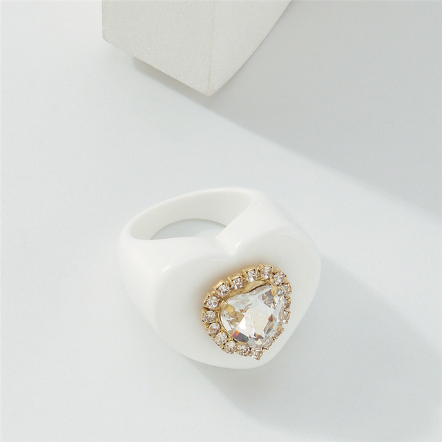 Vintage pierścionek ze złotym sercem zdobionym rhinestonami - biżuteria dla kobiet i dziewcząt, idealna na przyjęcia - Wianko - 9