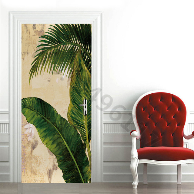 Naklejki Drzwi 3D z Zieloną Palmą - Samoprzylepne, Tapeta do Sypialni, Naklejka Wystrój Domu, Pokrywa Meble - Wianko - 18