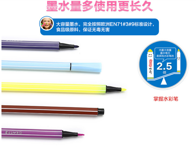 Zestaw długopisów akwarelowych (12/18/24/36 kolorów), nietoksyczne, bezpieczne dla dzieci, sześciokątne, zmywalne, różowy i niebieski - Wianko - 6